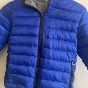 Roots Blue Puffer Jacket with Quilted Design gently used.